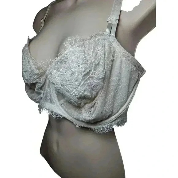 Victoria's Secret unlined 38DDD BRA white lace beaded embroider BRIDAL RARE